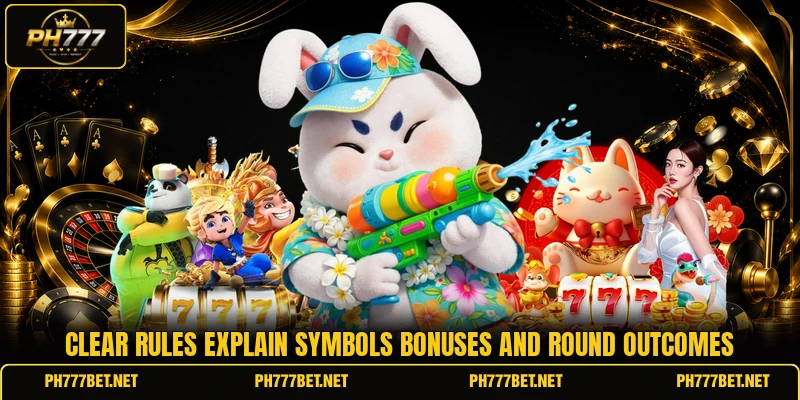 Clear rules explain symbols bonuses and round outcomes