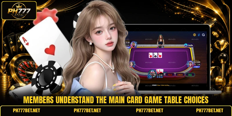 Members understand the main card game table choices