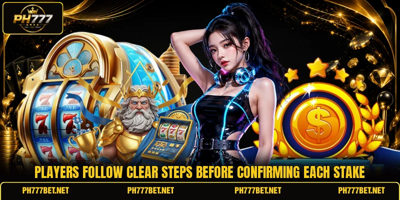 Players follow clear steps before confirming each stake