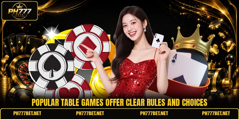 Popular table games offer clear rules and choices Popular table games offer clear rules and choices