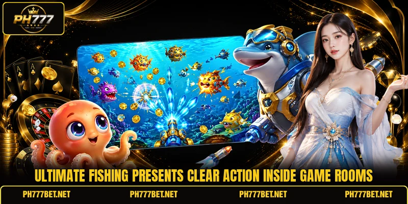 Ultimate Fishing presents clear action inside game rooms